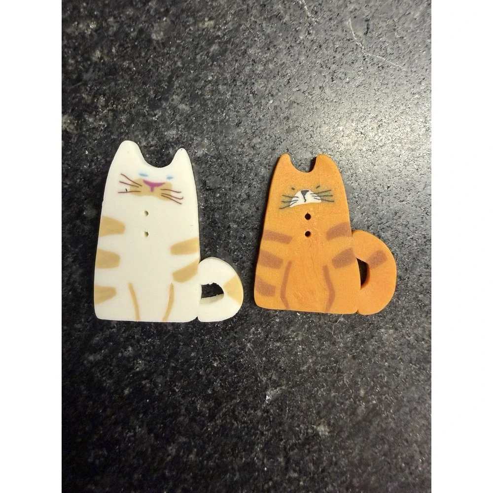 Vtg Laurel Burch Cat Button Made‎ By Dill + 5 Cat Buttons Sewing Craft